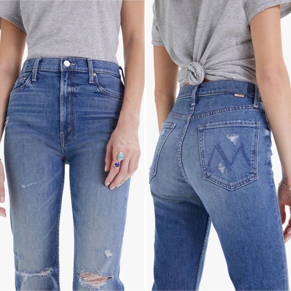 Mother Superior Denim High Waisted Rider Far Beyond the Sky Straight Jeans 28 - Picture 6 of 9